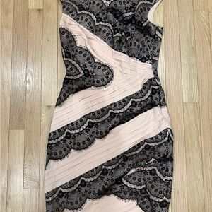 Jax Asymmetrical Dress in Pink and Black Lace